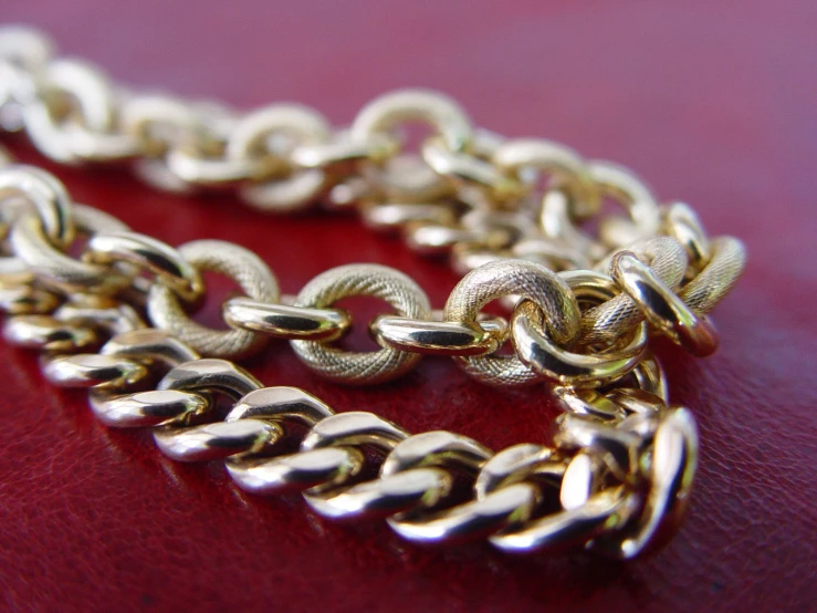 this gold chain has been made with thick links