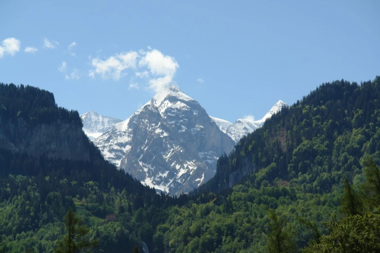 mountains with trees on each side and mountains with trees on either side