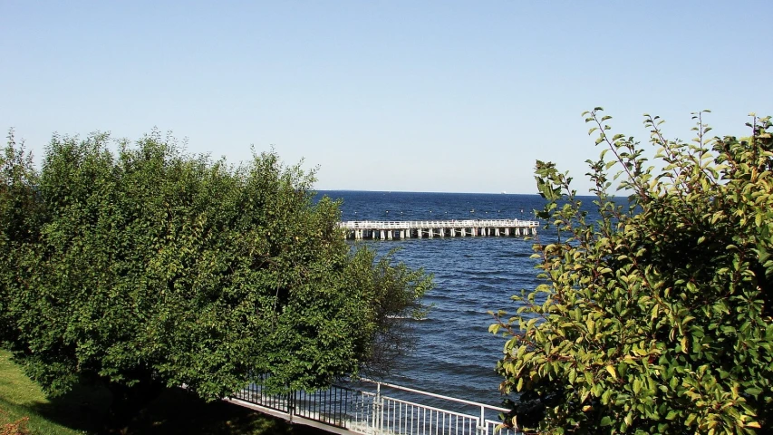 an image of a pier in the distance on the water