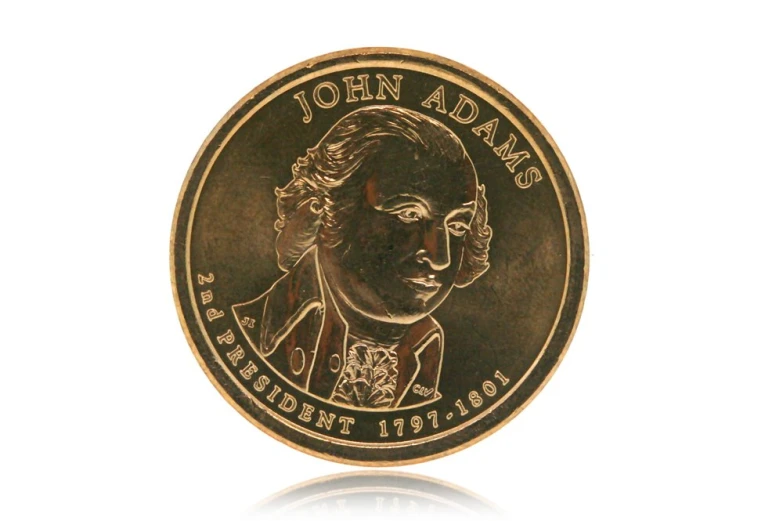 john adams bronze dollar is shown in this image