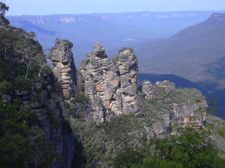 rocky landscape on the edge of cliff surrounded by a forest