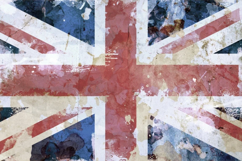 the british flag on an old grungy paper