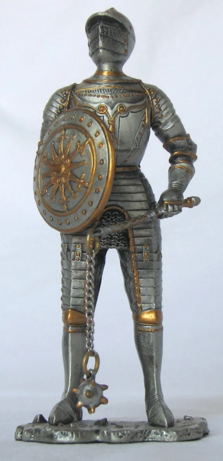 a knights armor figure standing in the white background