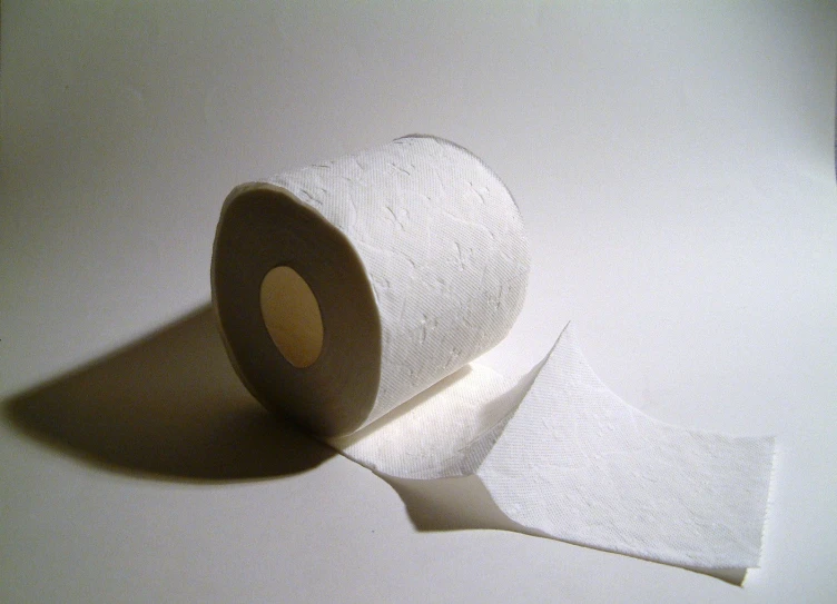 two rolls of toilet paper on top of a white counter