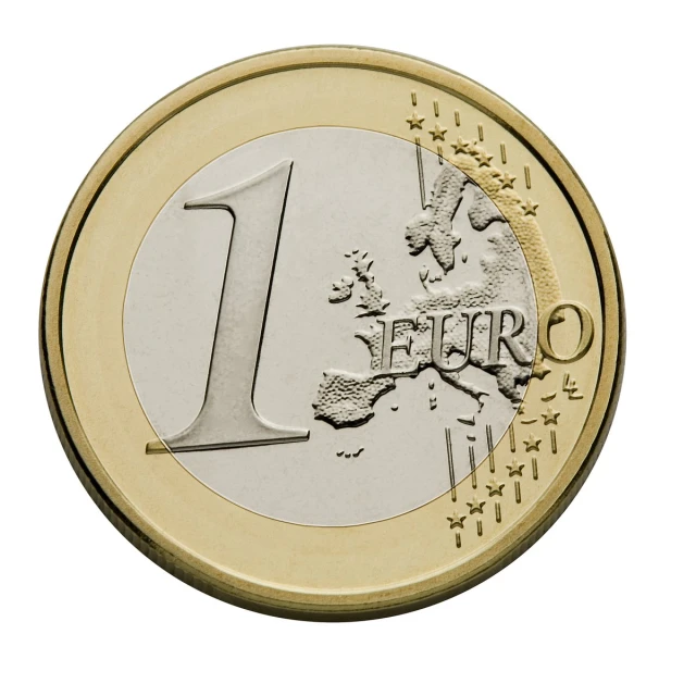 a 1 euro coin with the symbol i