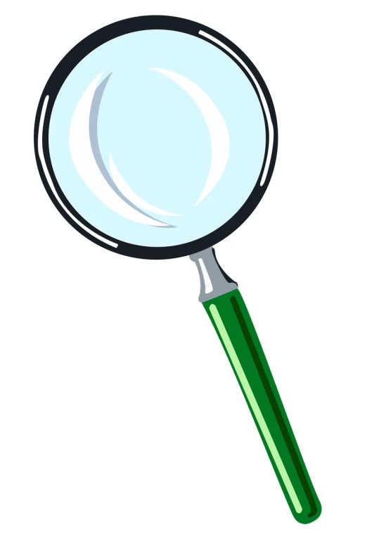 a magnifying glass over a white background