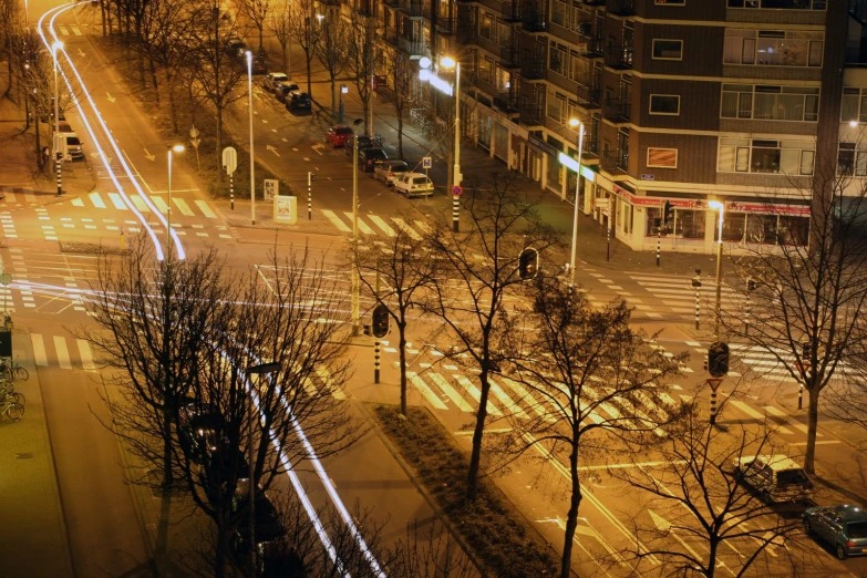 a night view from the roof of an apartment building