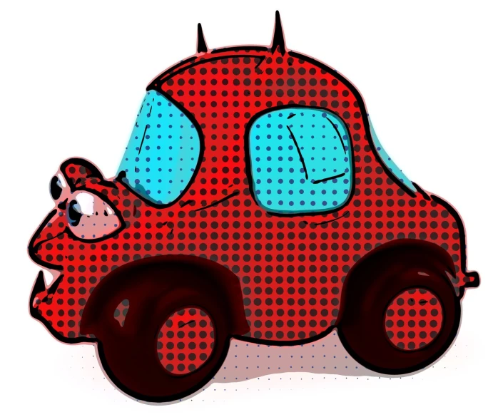 an illustrated cartoon of a toy car