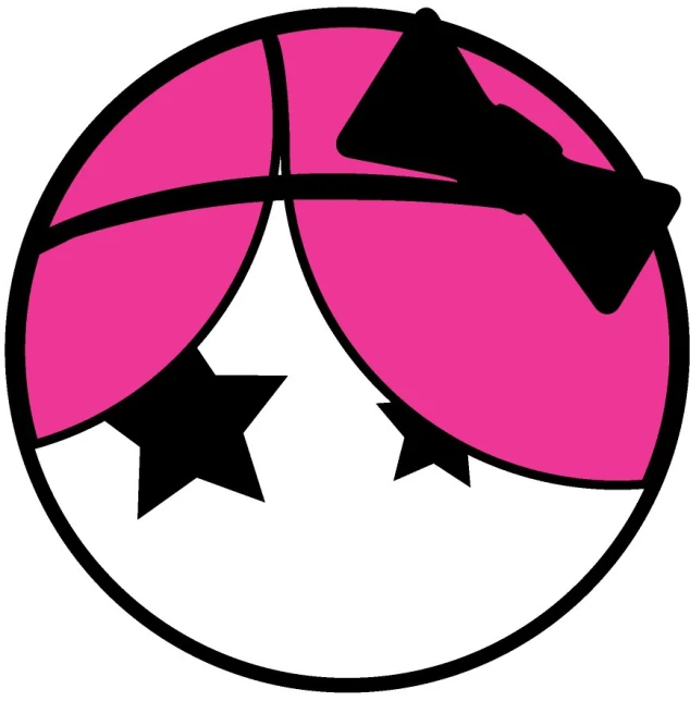 a pink and black circular with stars