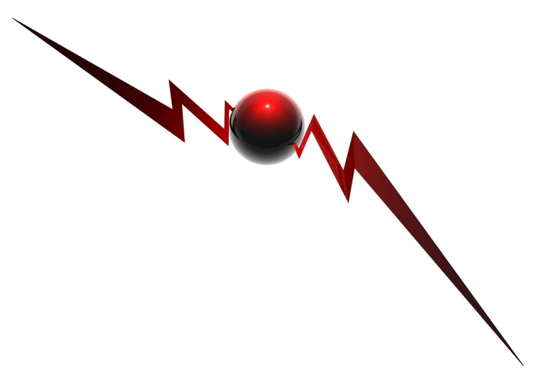 a black and white drawing with a red ball on top of it