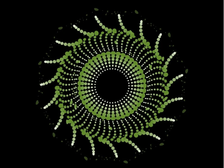 this circular pattern appears to be made with green dots on black