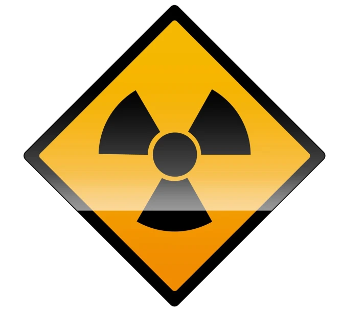 radioactive radiation symbol with reflective reflect on the bottom