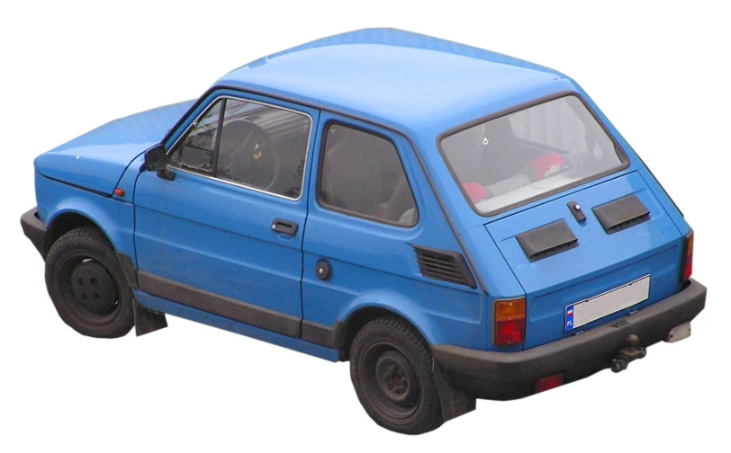 a blue small car with no wheels is shown