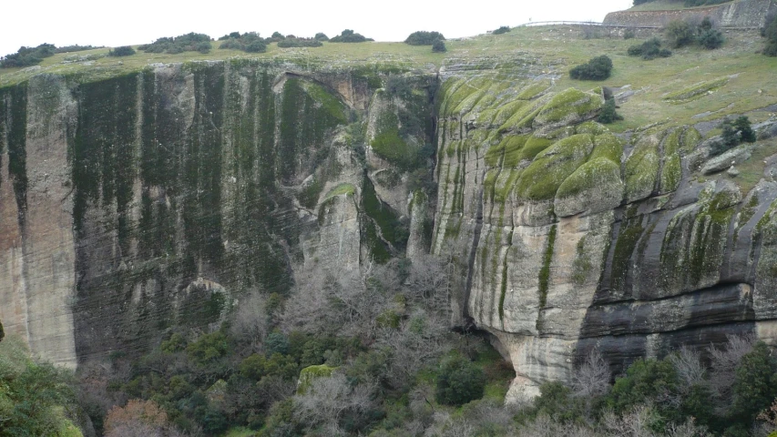 the rocks are brown, gray and green