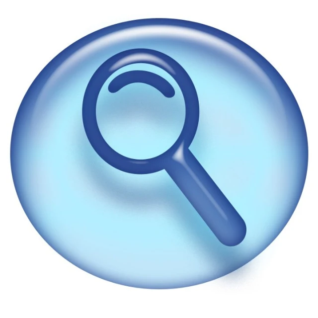 an icon of a magnifying glass, on a white background