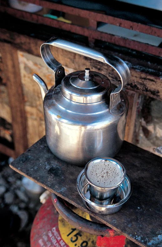 the pot is on top of an oil burner