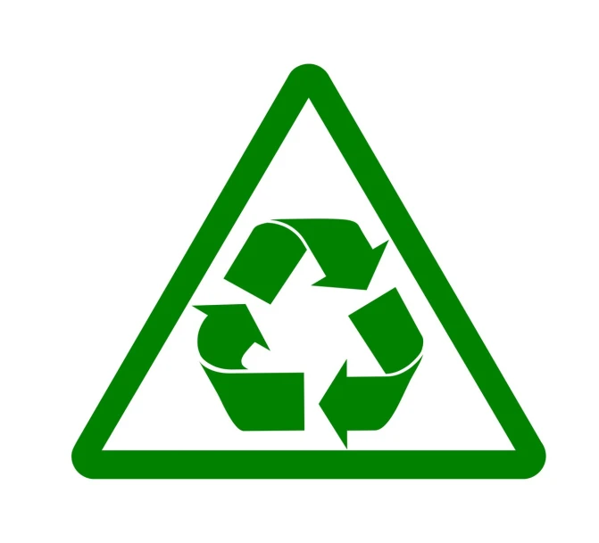a green recycle sign is shown