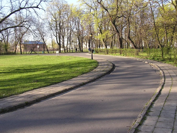 a quiet, scenic path and park on the road