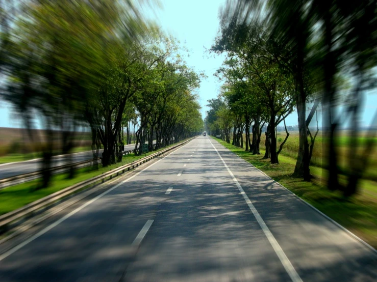 a road with trees lining both sides and on one side