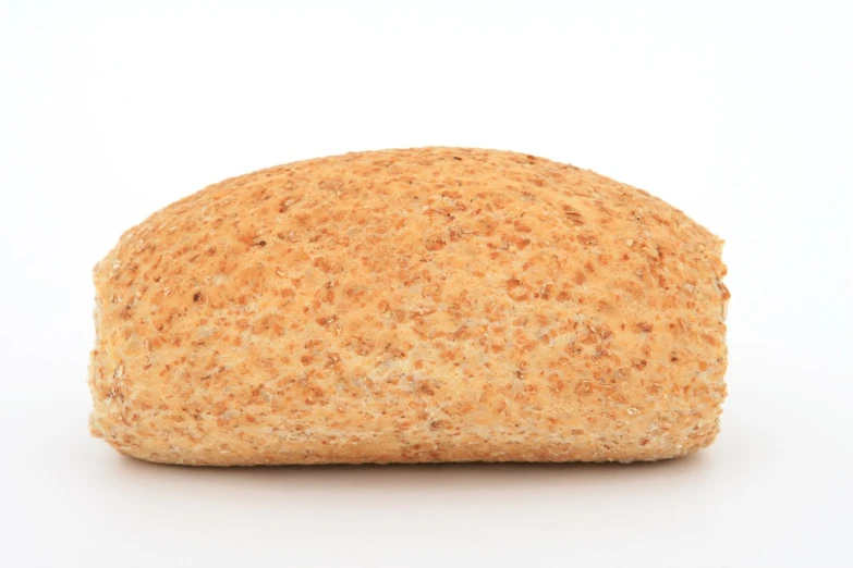 a close up of a slice of bread on a white background