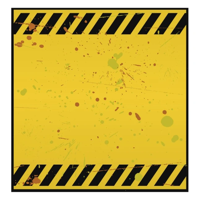 a hazard sign is shown with paint splatches