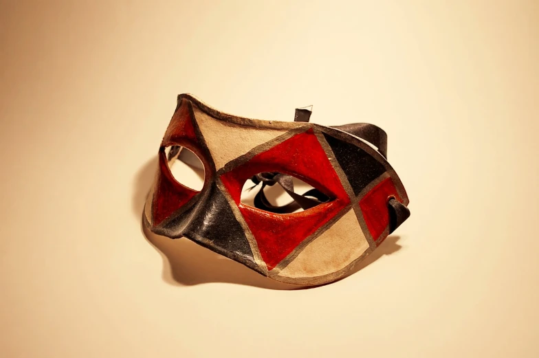 an old style mask on a white surface