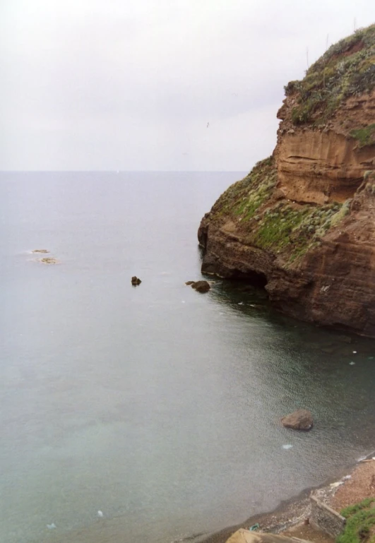 a cliff by the water is not high enough for swimming