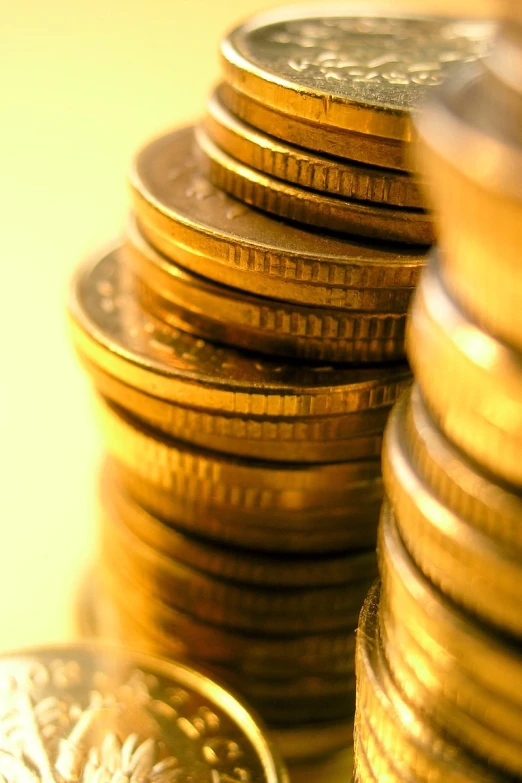 coins are sitting on a table