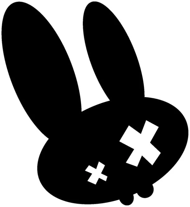 a black and white bunny rabbit head with pluses