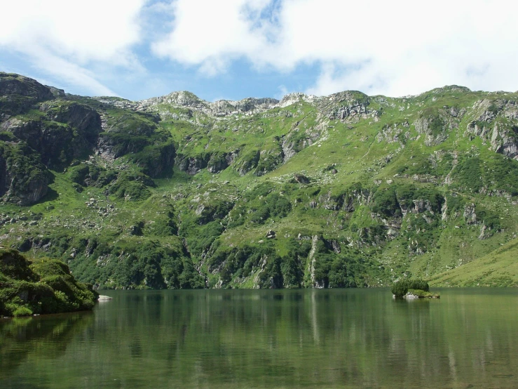 mountain range with a small group of trees on top