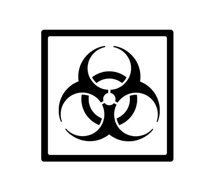 the bio hazard symbol is in a square on a white background