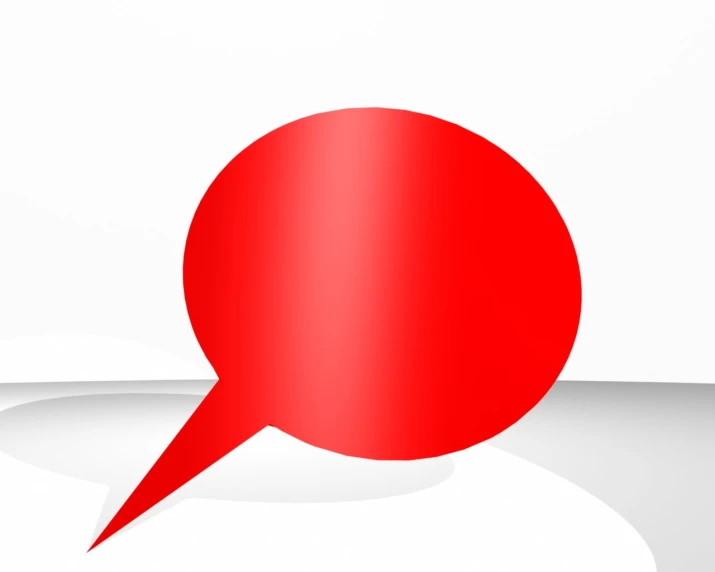 red speech bubble symbol with wavy lines on a white background