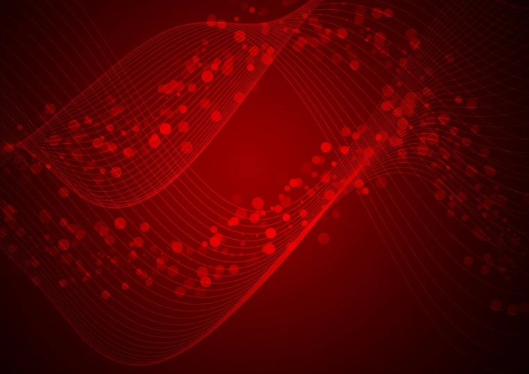 a background with red circles and a curved wavy design