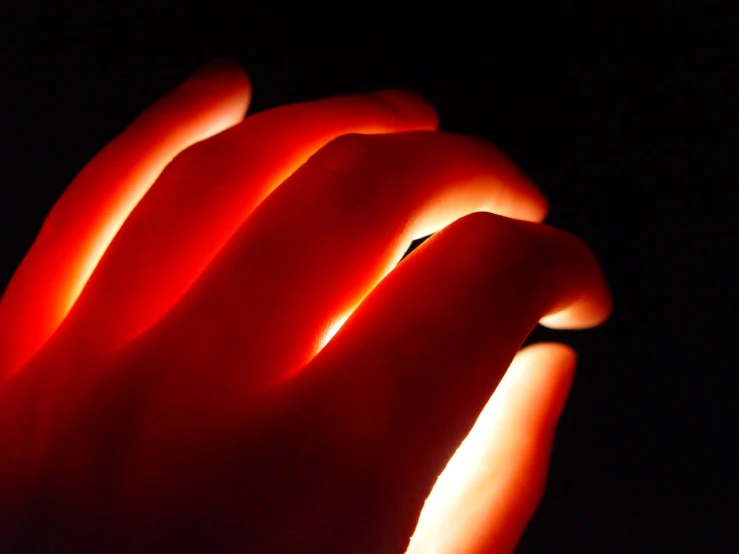 a red vase is illuminated by bright light