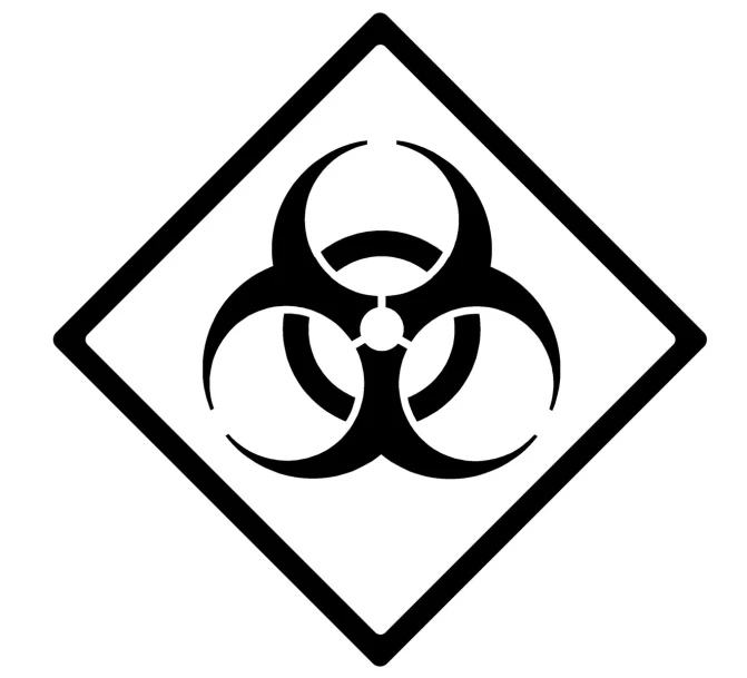 the biohazard symbol is shown in a triangle