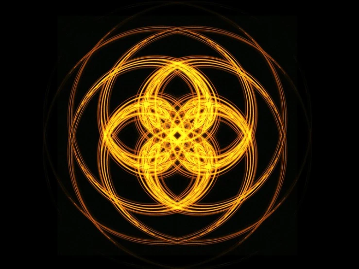 glowing abstract pograph of a gold flower