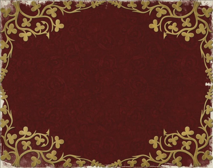 a red and gold design with gold foil