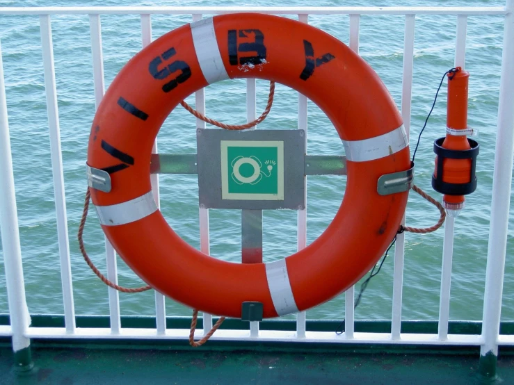 a life preserver on the deck of a ship