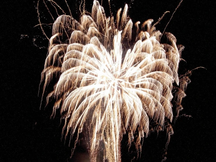 fireworks are lit up in the night sky