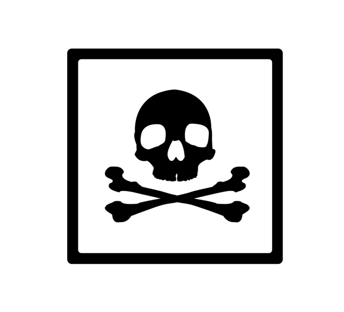 the skull and crossbones is in a square frame