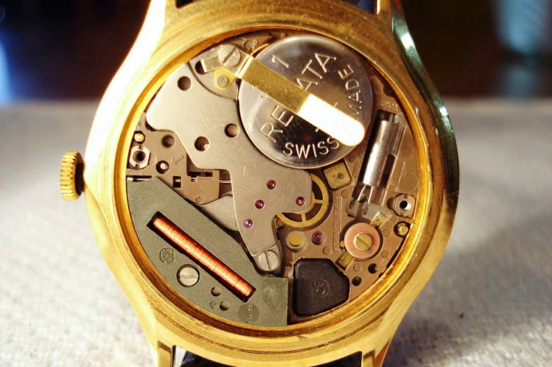 a watch is displaying the workingss of various things