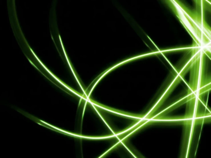 bright green neon lights against black background