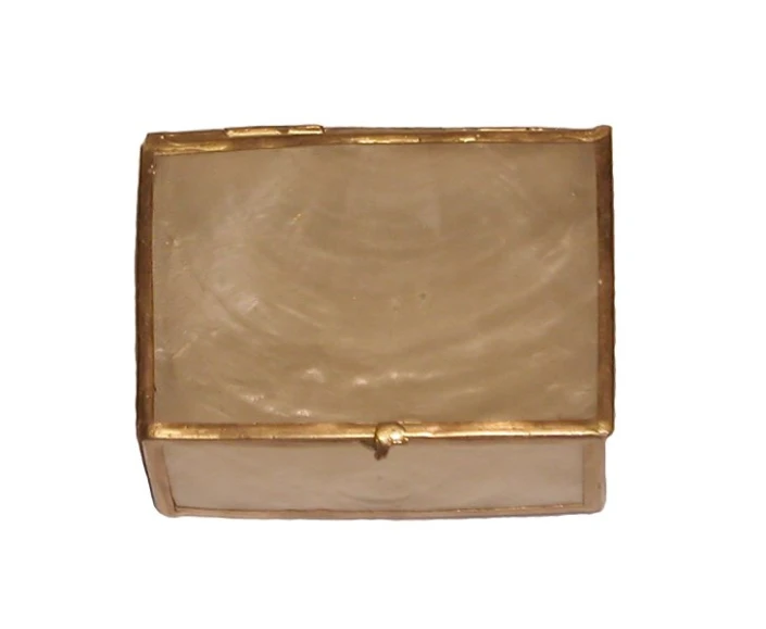 square box with gold rim inside on a white background