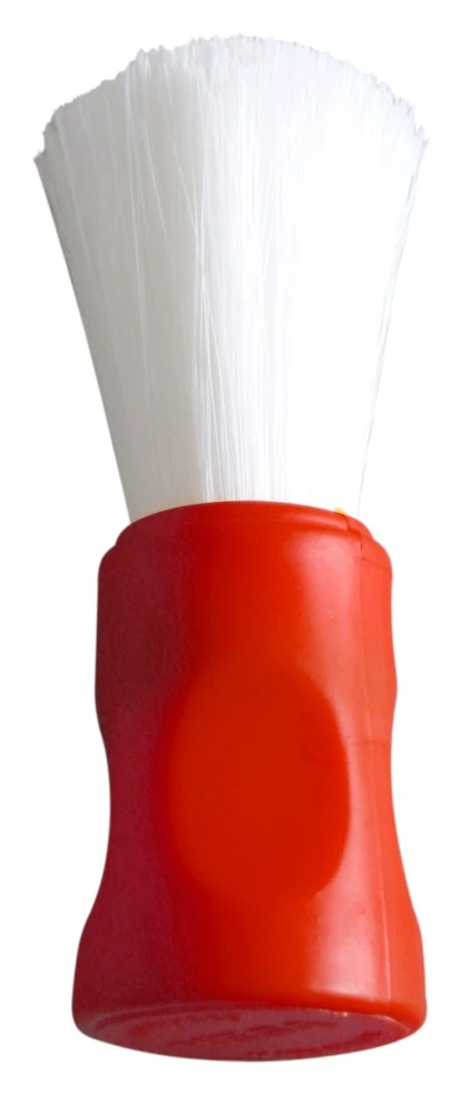 the red vase with white bristles is shaped like a horse