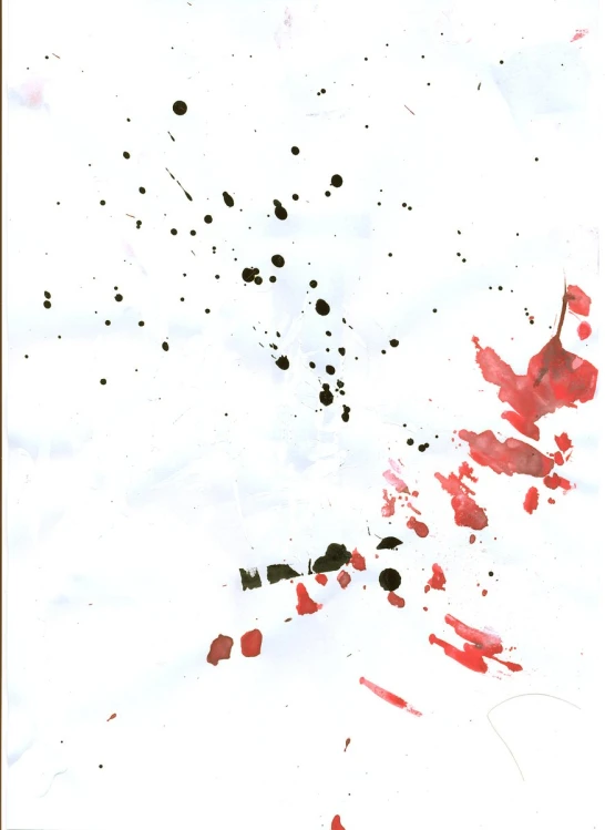 ink splots in white paper with black dot