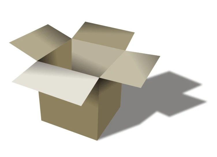 an open box with a box top and shadow on it