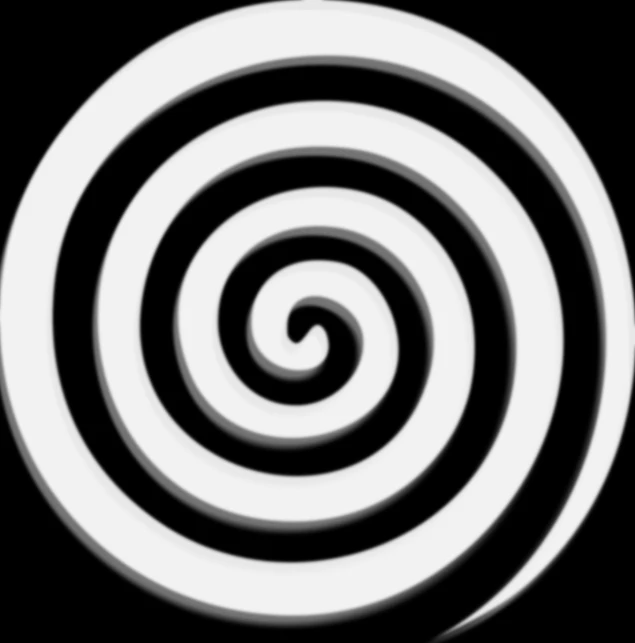 a black and white po with a spiral pattern