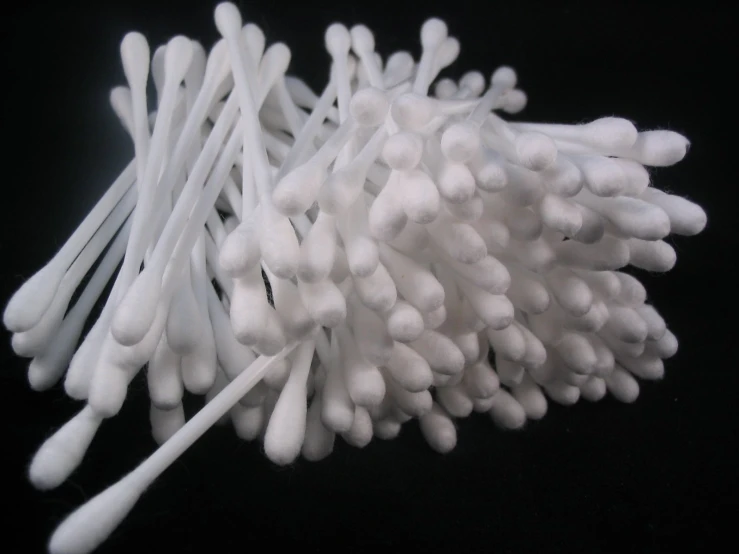 a bundle of toothbrushes with white heads and handles