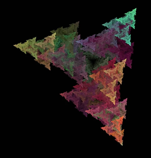 some triangles with different color on black