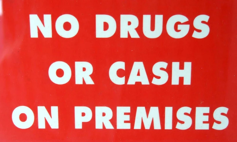 a sign showing that there are no  or cash on presses